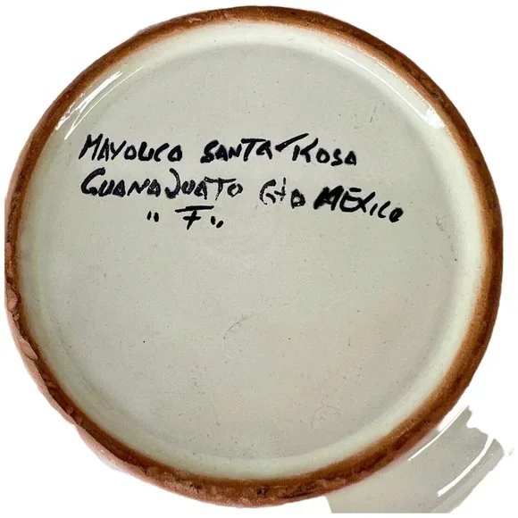 Mayolica Santa Rosa Guanajuato Mexico Ashtray Hand Painted Art Pottery Floral - Picture 8 of 9